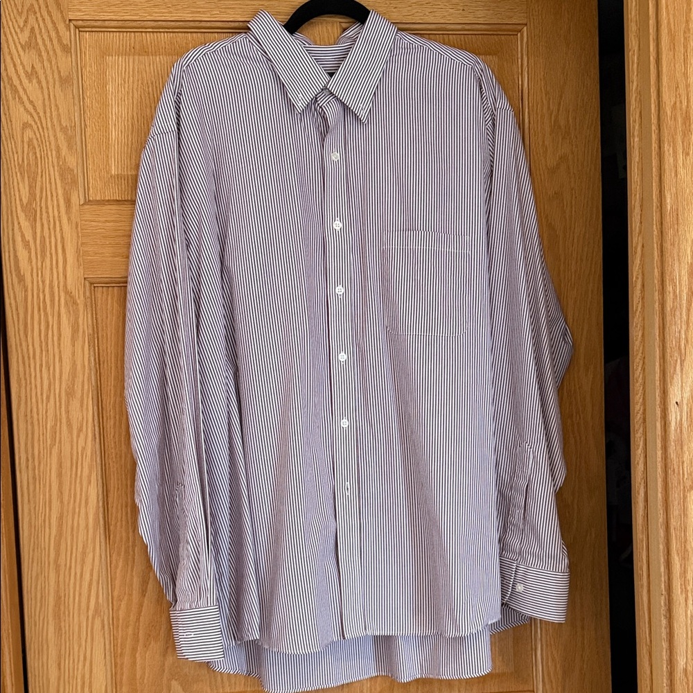 Van Heusen Men’s Striped Dress Shirt - White & Blue Stripe